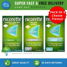 4x Nicorette Freshmint,Original Flavour,Icy White 4mg Gum Nicotine 105 Pieces