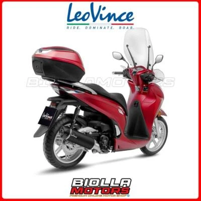 14079U MARMITTA LEOVINCE HONDA SH 350i 2021 - 2023 NERO STAINLESS STEEL EURO 5 4 - Immagine 1 di 4