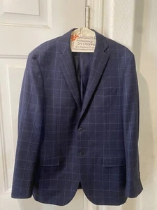 Cappotto sportivo uomo Corneliani lana due bottoni blu a quadri taglia EU 50 indossato uno - Foto 1 di 12