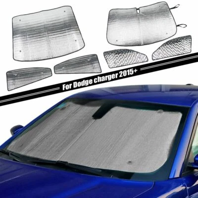 Juego completo de cubierta protectora UV para parasol ventana plateada para Dodge Charger 2015+ Foto 1 de 4