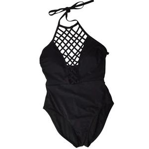 Kenneth Cole One Piece Swimsuit Black. Size Women's M Padded Cups. - Picture 1 of 10