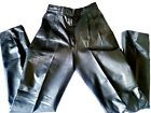 Vintage PIA RUCCI Black 100% Leather Pants Size 6 Retro High Waist