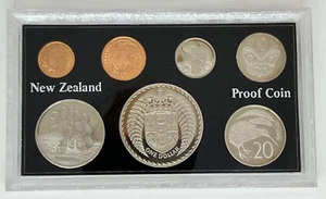 1976 New Zealand Proof Coin Set with Seven Coins in Blue Wallet - Picture 1 of 5