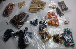 Destash Wood Beads Various Sizes Shapes Styles Bamboo Spacers Painted Dyed WOW - Picture 1 of 12