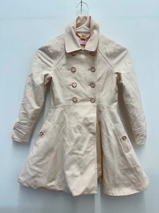 Girls Pink Marrian Flared Trench Coat Ted Baker London Double Breast Size Medium - Picture 1 of 9