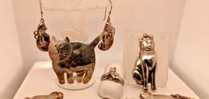 Lote de joyas vintage hechas a mano de plata esterlina para amantes de los gatos de los años 90 - 4 piezas - Imagen 1 de 11