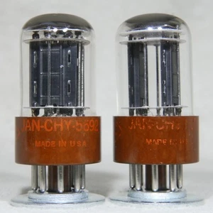 Matched Pair CBS JAN CHY 5692 Black Plate Double Square Getter Triple Mica USA - Bild 1 von 16