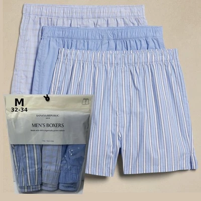 Banana Republic 平角裤 3 双男式中号蓝色激情花朵平角短裤 — 第 1/3 张图片