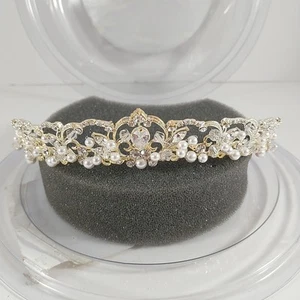 DAVID’S DAVIDS DIADEMA DA SPOSA 623 ARGENTO BIANCO PERLA STRASS ROTOLO FLOREALE - Foto 1 di 7