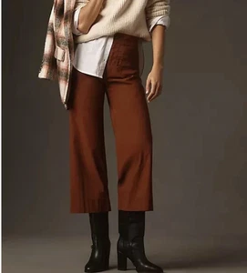 NWOT Anthropologie Maeve The Colette Pantalones Cortos de Pierna Ancha Mango Marrón Talla 33 - Imagen 1 de 12