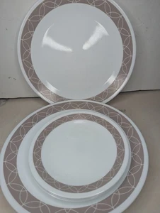 9 Piece Lot Corelle Sand Sketch (5) Dinner Plates (4) Bread Plates **EXC** - Picture 1 of 4