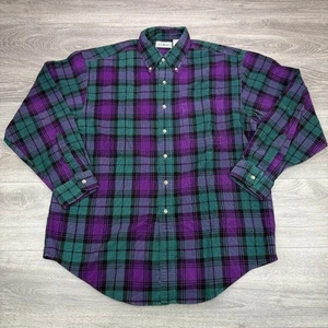 Camisa LL Bean Pana Para Hombres Grande Púrpura Verde Tartán Bolsillo A Cuadros De Colección Años 90 - Imagen 1 de 10