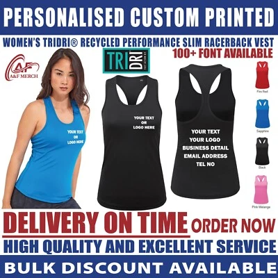Personalised Custom Women TriDri Recycled Performance Slim Racerback Vest TR527 - Image 1 of 4