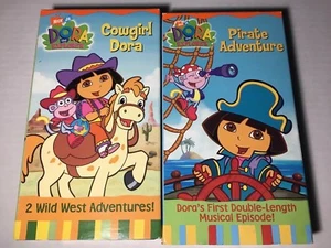 DORA the EXPLORER NICK JR VHS LOT Of 2 Cowgirl Pirate Adventure - Picture 1 of 4