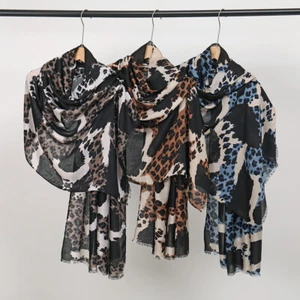 Women Animal Leopard Print Shawl Wrap Scarf Summer Long Wide Headscarf Scarves - Picture 1 of 6