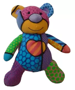 Britto Popplush 15" Teddy Bear Pop Art Limited Edition Heart Enesco Multicolor - Picture 1 of 5