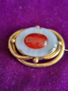 Large Victorian Agate Brooch