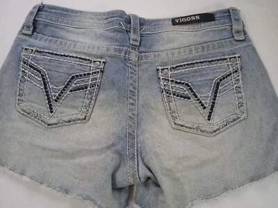 Pantalones Cortos de Denim VIGOSS Heritage Fit Dobladillo Deshilachado Adornado Talla 8 L3 1/2 Envejecidos Foto 1 de 4