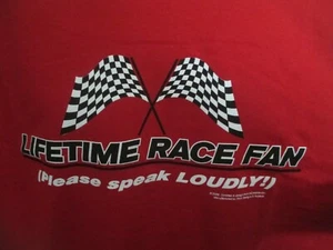 Ventilador de carreras de por vida (¡habla en voz alta!) Camiseta de carreras Banderas a cuadros XL - Imagen 1 de 5