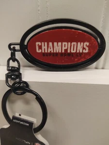 TAMPA BAY BUCCANEERS SUPER BOWL LV CHAMPIONS BLACK METAL SPINNER KEYCHAIN - Picture 1 of 4