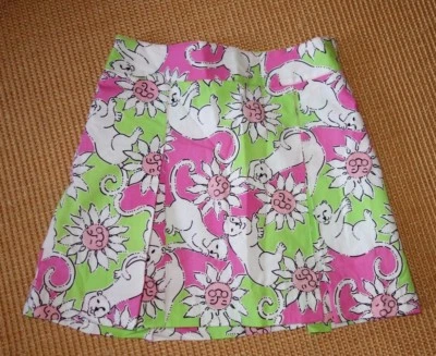 Falda Lilly Pulitzer niñas talla 10, plisada, blanca. rosa y verde Foto 1 de 3
