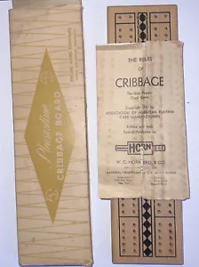 1937 Pacific Games Pleasantime Cribbage Board No. 705 Wood Inlaid Vintage - Picture 1 of 10
