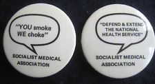 SOCIALIST MEDICAL ASSN vintage 1970s NHS smoking campaign 45mm pin BADGES
