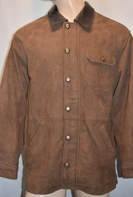 Roundtree & Yorke Leather Jacket Mens M Medium Brown Outdoors Zip Button Closure - Image 1 of 4