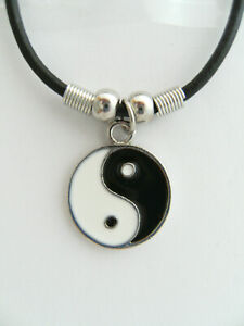 Trend Panda Bär Emaille yin & yang Anhänger Halskette Bandkette 45-49cm Schmuck