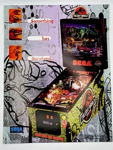 SEGA Jurassic Park Lost World Pinball Machine Flyer Original Game Sales Sheet - Picture 1 of 2