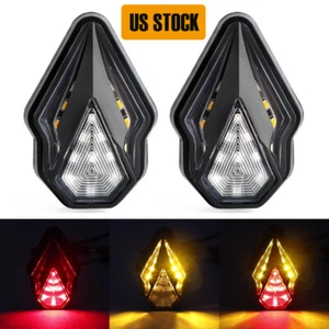 2x Motorcycle Flush Mount Turn Signal Indicator Blinker Red Amber LED Light DRL - Foto 1 di 13