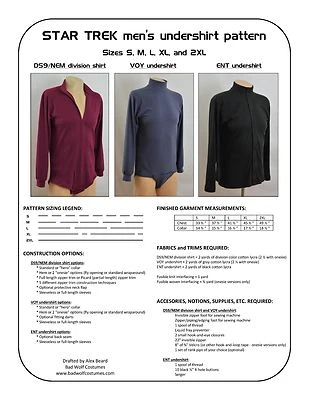 Star Trek Sewing Pattern - Starfleet uniform undershirt - DS9, VOY, ENT (men's) - Image 1 of 4
