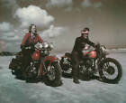 Young Woman And A Man With Harley-Davidson Motorcycles 1948 Old Photo