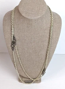 chain geometric necklace long or double strand metal 48" length - Picture 1 of 5