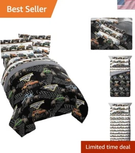 Official Monster Jam Full Bed Set - Soft Microfiber with Grave Digger & More - Picture 1 of 9