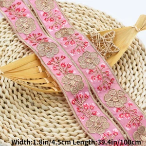 Ethnic Flower Embroidered Trim Ribbon Lace Sequins Chinese Hanfu Sew Craft Multi - Picture 1 of 9