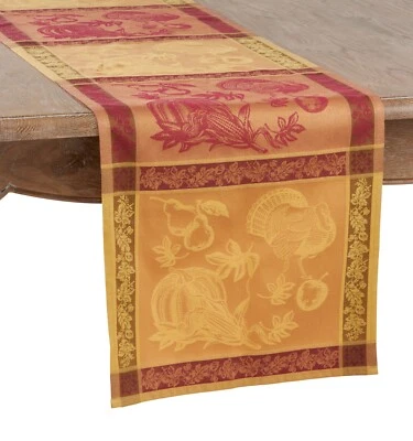 Jacquard Design Thanksgiving Terracotta 16"x60" Table Runner - Image 1 of 4