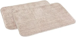 Anti-Slip Microfibre Bathmat Rectangular Shape ( 40cm x 60cm ) Beige 2 Pcs - Picture 1 of 4