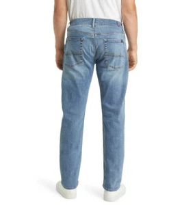Pantalones de mezclilla rectos clásicos rectos 7 for all humanity para hombre talla 32 azul Tenno nuevos con etiquetas - Imagen 1 de 18