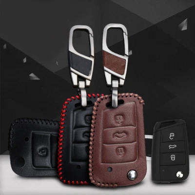 Funda de cuero para llavero remoto para Volkswagen VW Polo Golf Skoda SEAT Ateca Foto 1 de 4