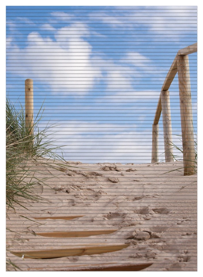 Wallario Duschmatte Bad Teppich Vorleger Auf Holztreppe Strand Düne Sand Meer - Bild 1 von 1