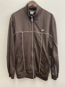 Vintage Nike Track Warm up Jacket Brown Size XL Logo Embossed Full Zip Gray Tag - Picture 1 of 5