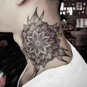 6pcs Black Flower Temporary Neck Tattoo Fake Sticker Men Waterproof Body Arm Art - Picture 1 of 4