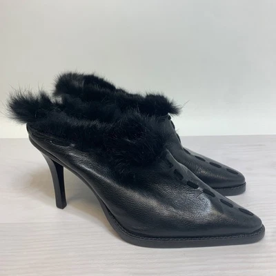 Tacones Pelle Moda negros puntiagudos punta punta ribete de piel y2K para mujer talla 8M Foto 1 de 4