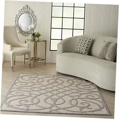 Nourison Palamos Indoor/Outdoor Cream Grey 4' x 6' Area Rug, Easy Cleaning,  - Image 1 of 4