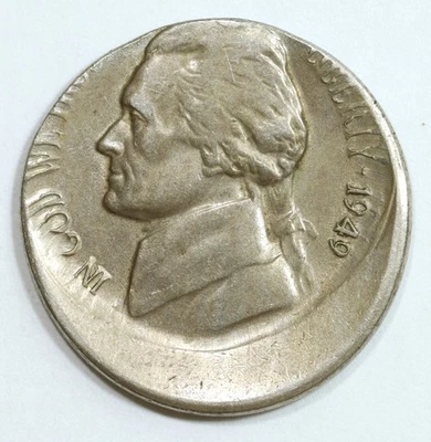 1949 D Jefferson Nickel Off Center Strike Error * Rarely Seen Date Error * - Image 1 of 2