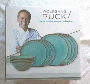 Wolfgang Puck Outdoor Dinnerware Collection Teal 12 Piece Dinner Set Plate Bowl - Picture 1 of 14