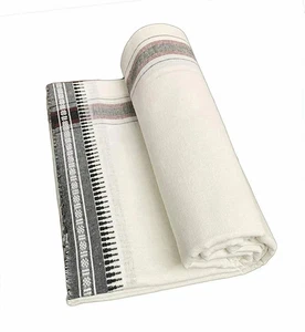 Mens Sarong Lungi Thalapathi Border Dhoti 100%Cotton Fabric Mundu Beachwear - Picture 1 of 2