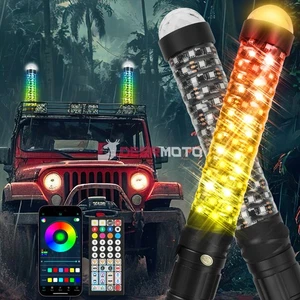 For Jeep Car Offroad Truck ATV UTV 2X 1FT LED Fat Whip Light RGB + Strobe Lights - Picture 1 of 17