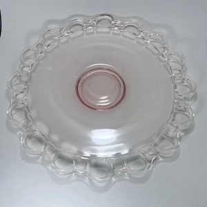 Pink Depression Open Work Lace Edge Lancaster Glass - Picture 1 of 9